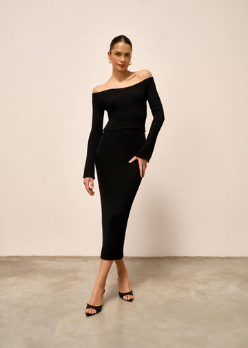 OLIVIA open-shoulder jumper, black
