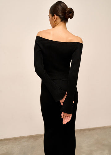 OLIVIA open-shoulder jumper, black
