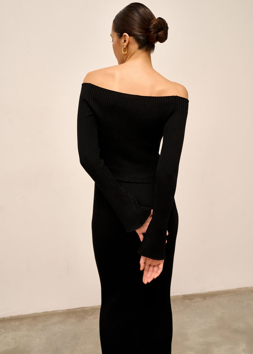 OLIVIA open shoulders jumper, black