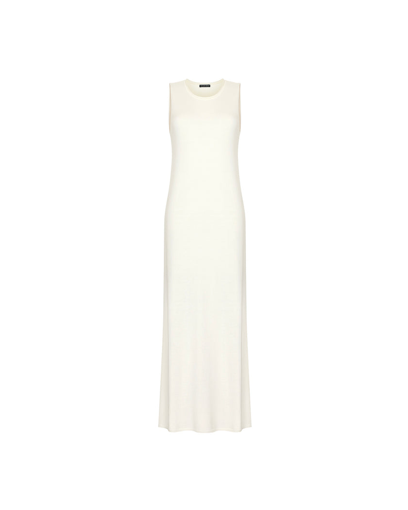 NARINA round-neck cashmere-blend dress, ivory