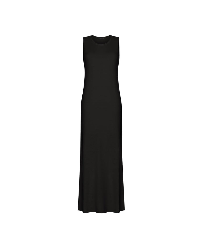 NARINA round-neck cashmere-blend dress, black