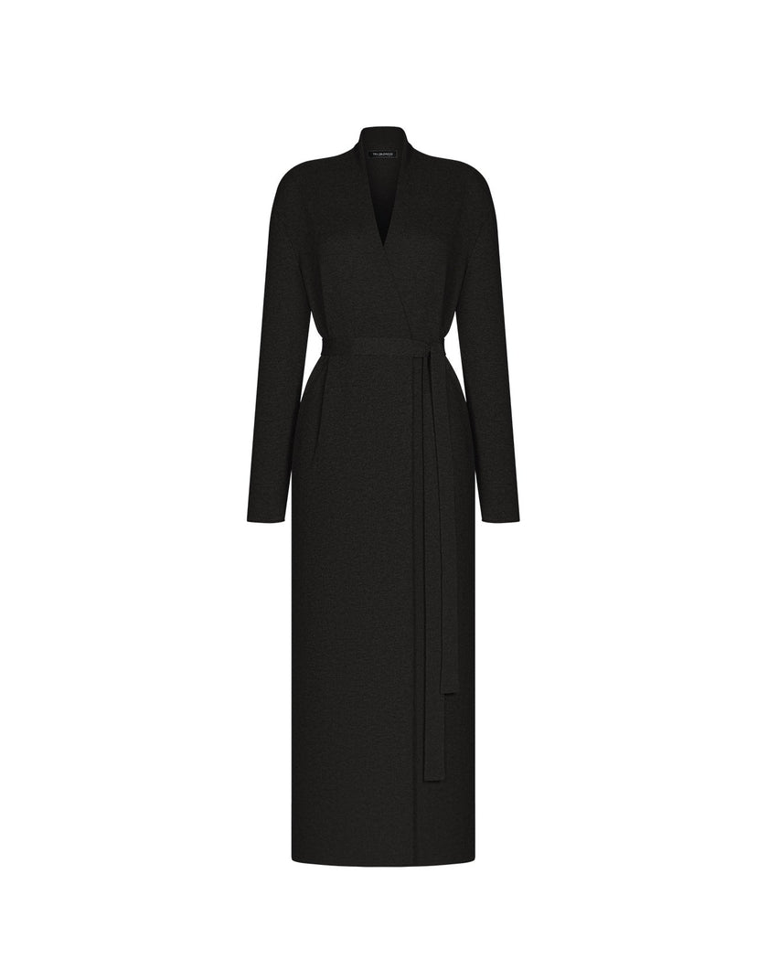 NARINA belted maxi cardigan, black