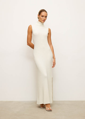 TATUM ribbed high-neck dress, milk