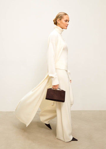 TATUM belted maxi cardigan, milk
