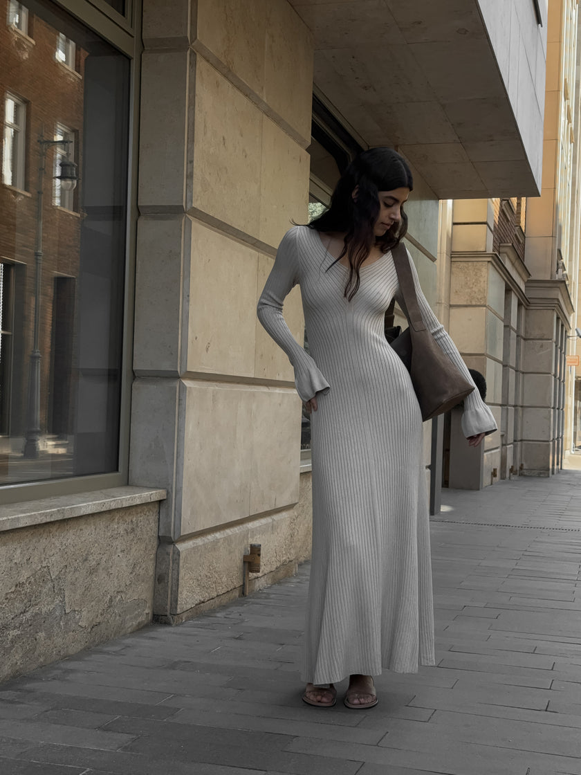 NORA long sleeve dress, latte