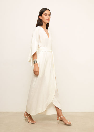 MELISA kimono wrap dress, milk
