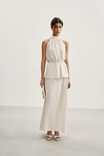 MAISA draped halter set, light beige