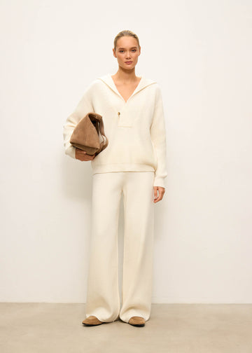 TATUM notched collar jumper, milk