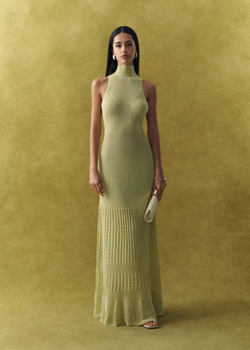 ANITA halter open-back dress, lemon
