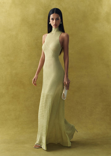 ANITA halter open-back dress, lemon