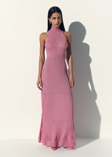 ANITA halter open-back dress, pink