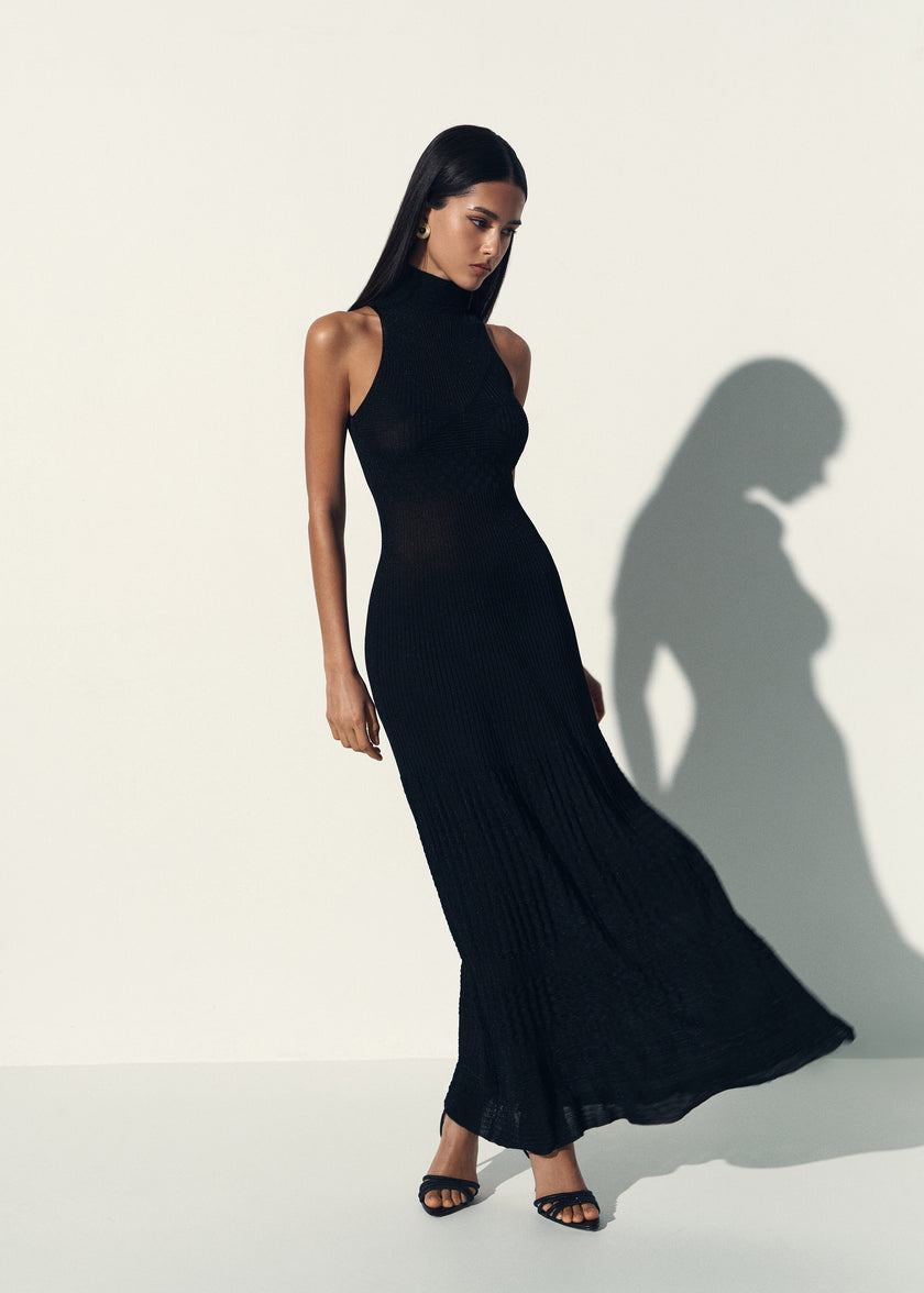 ANITA dress with a closed back, black