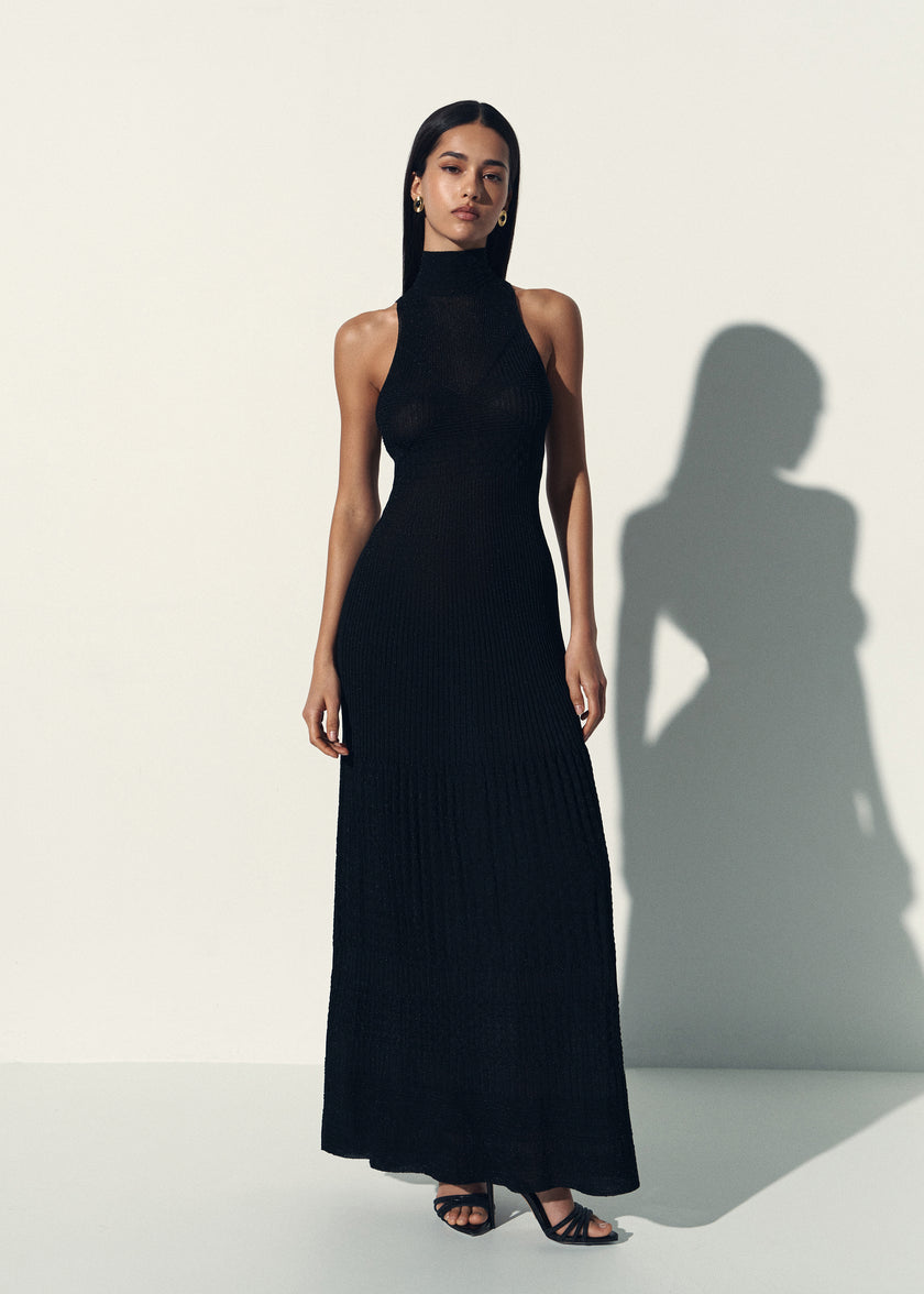 ANITA dress with a closed back, black