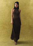 ANITA dress with a closed back, chocolate