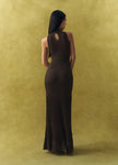 ANITA dress with a closed back, chocolate
