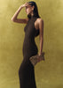 ANITA dress with a closed back, chocolate