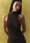 ANITA dress with a closed back, chocolate