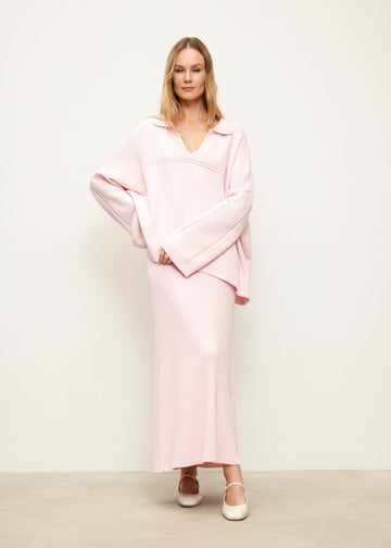 ANDREA merino wool skirt, pink