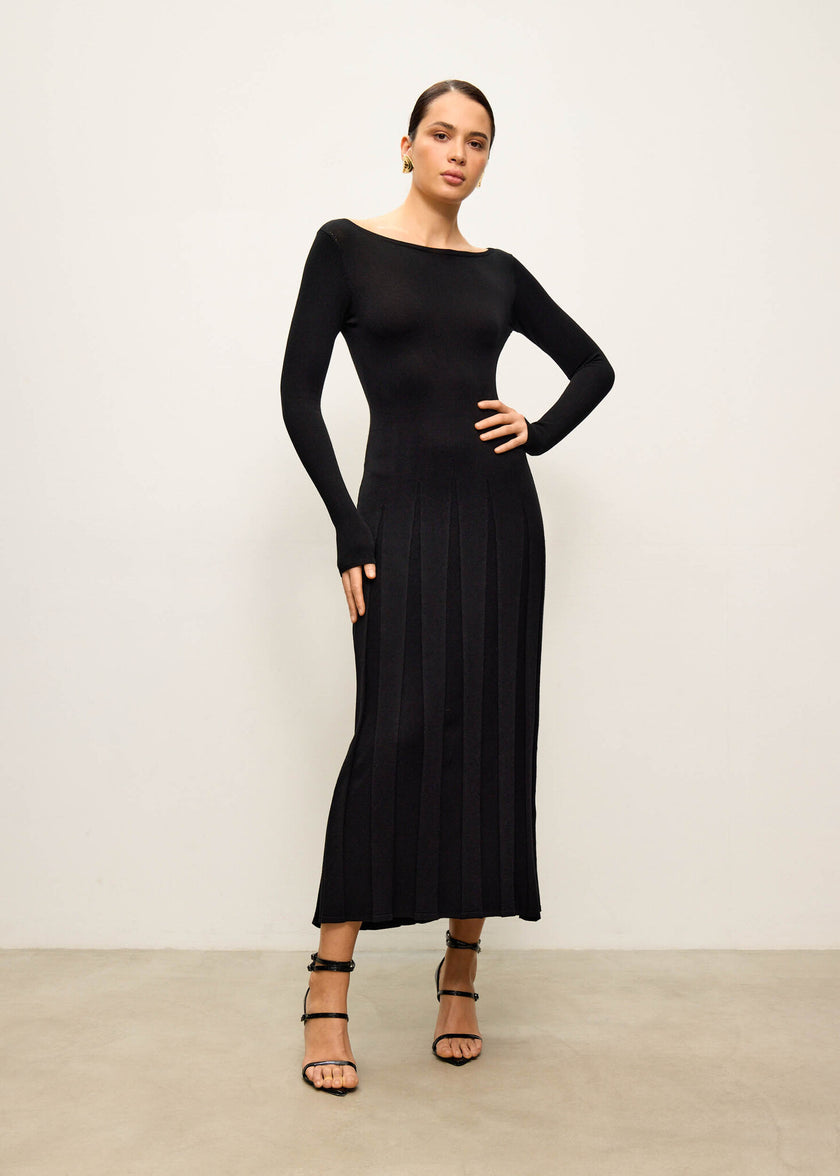 ERIKA dress with long sleeves, black