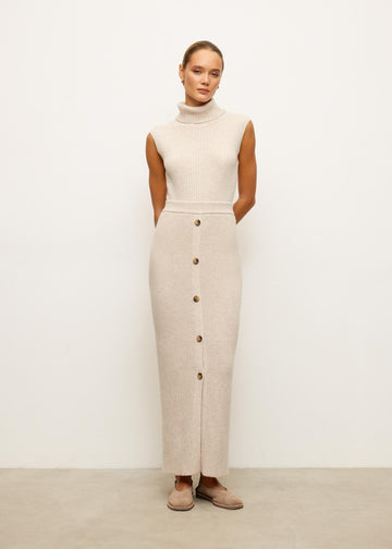 TATUM cashmere turtleneck top, pearl