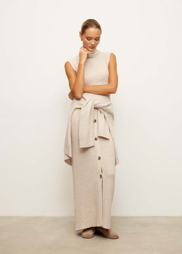 TATUM button-front skirt, pearl