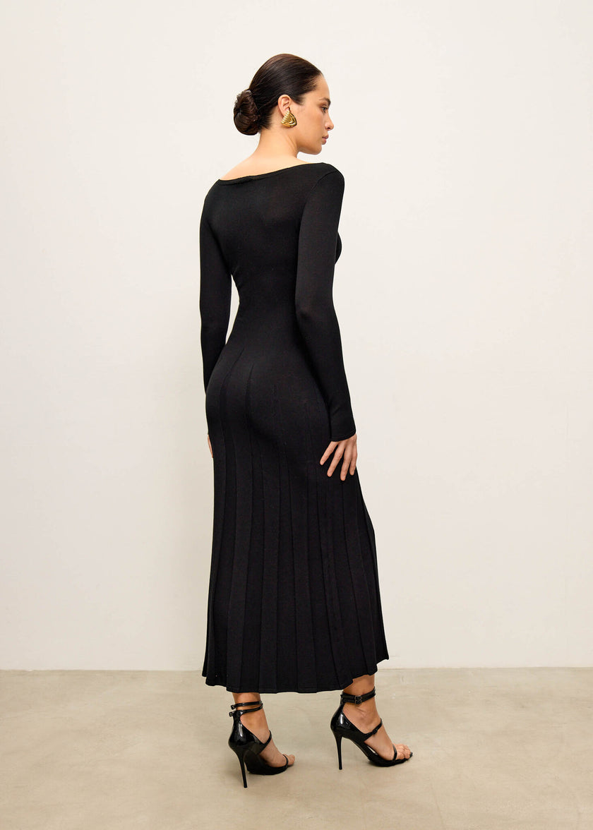 ERIKA dress with long sleeves, black