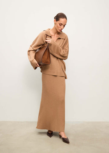 ANDREA merino wool skirt, beige