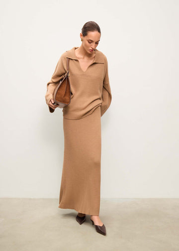 ANDREA oversized polo jumper, beige