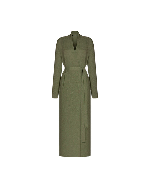 NARINA belted maxi cardigan, khaki