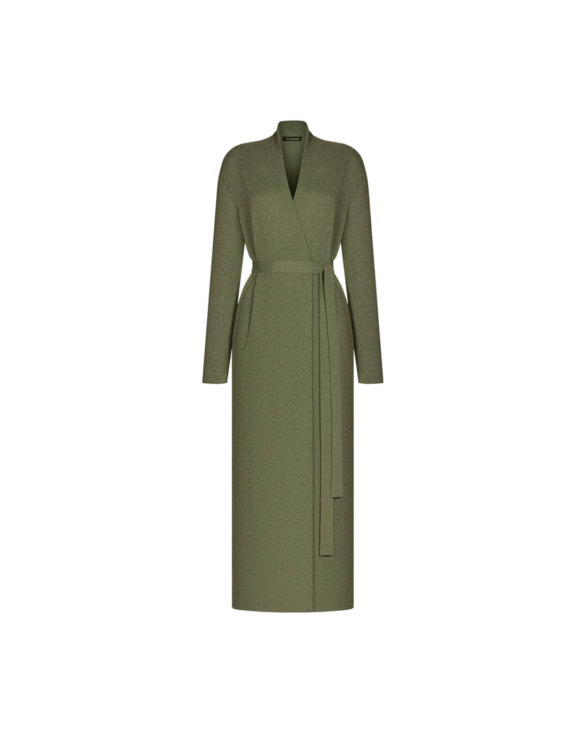 NARINA belted maxi cardigan, khaki