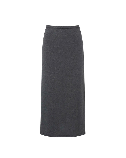 NARINA fluid knit skirt, gray melange