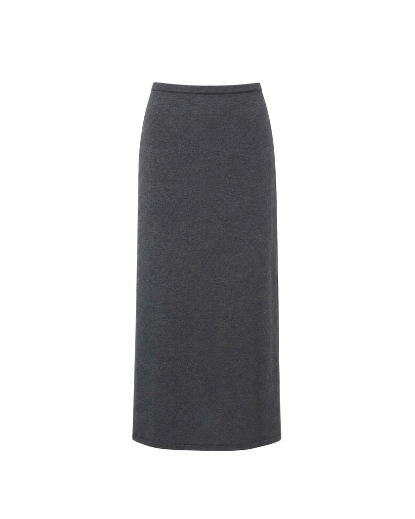 NARINA fluid knit skirt, gray melange