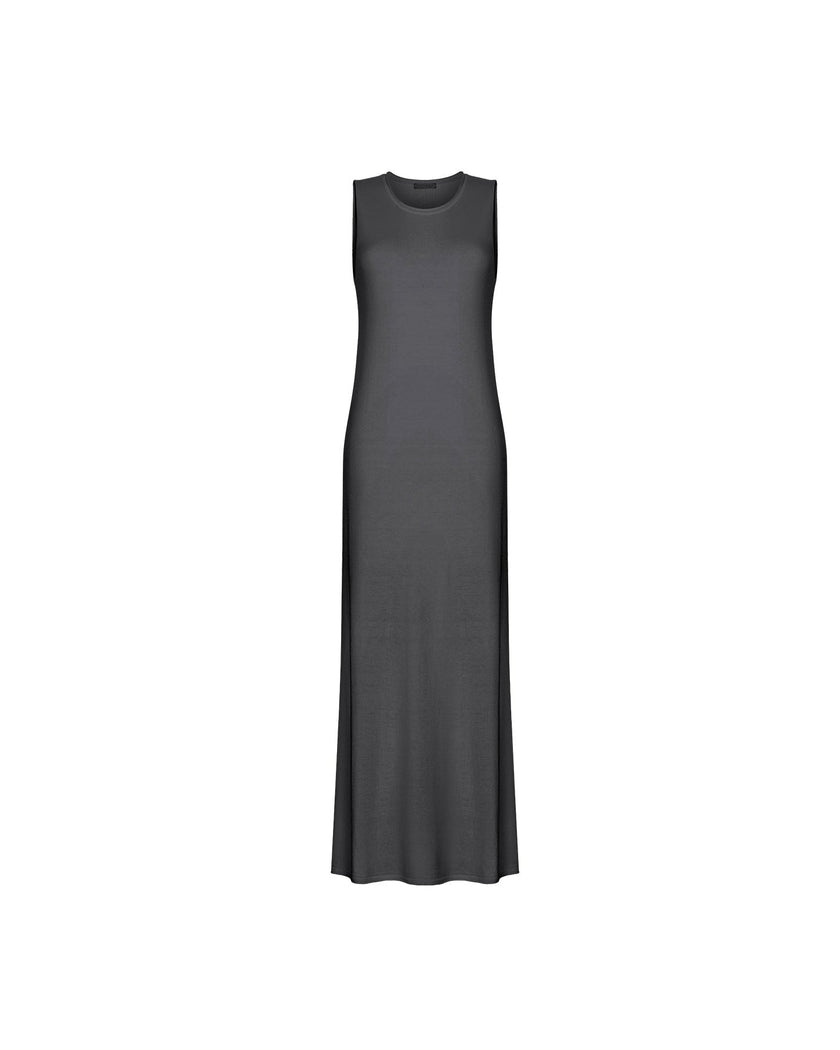 NARINA round-neck cashmere-blend dress, gray melange