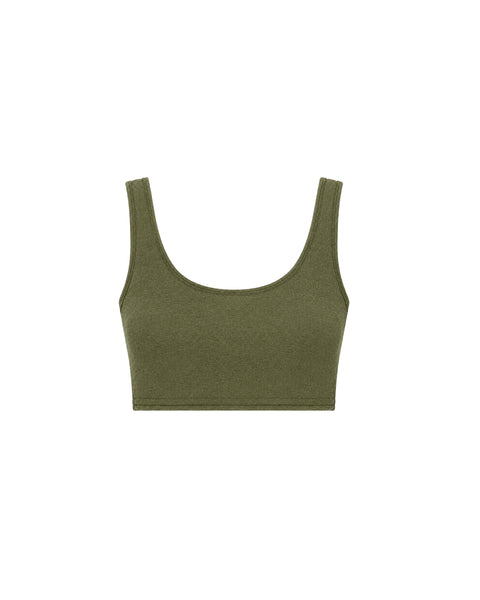 NARINA thin-strap crop top, khaki