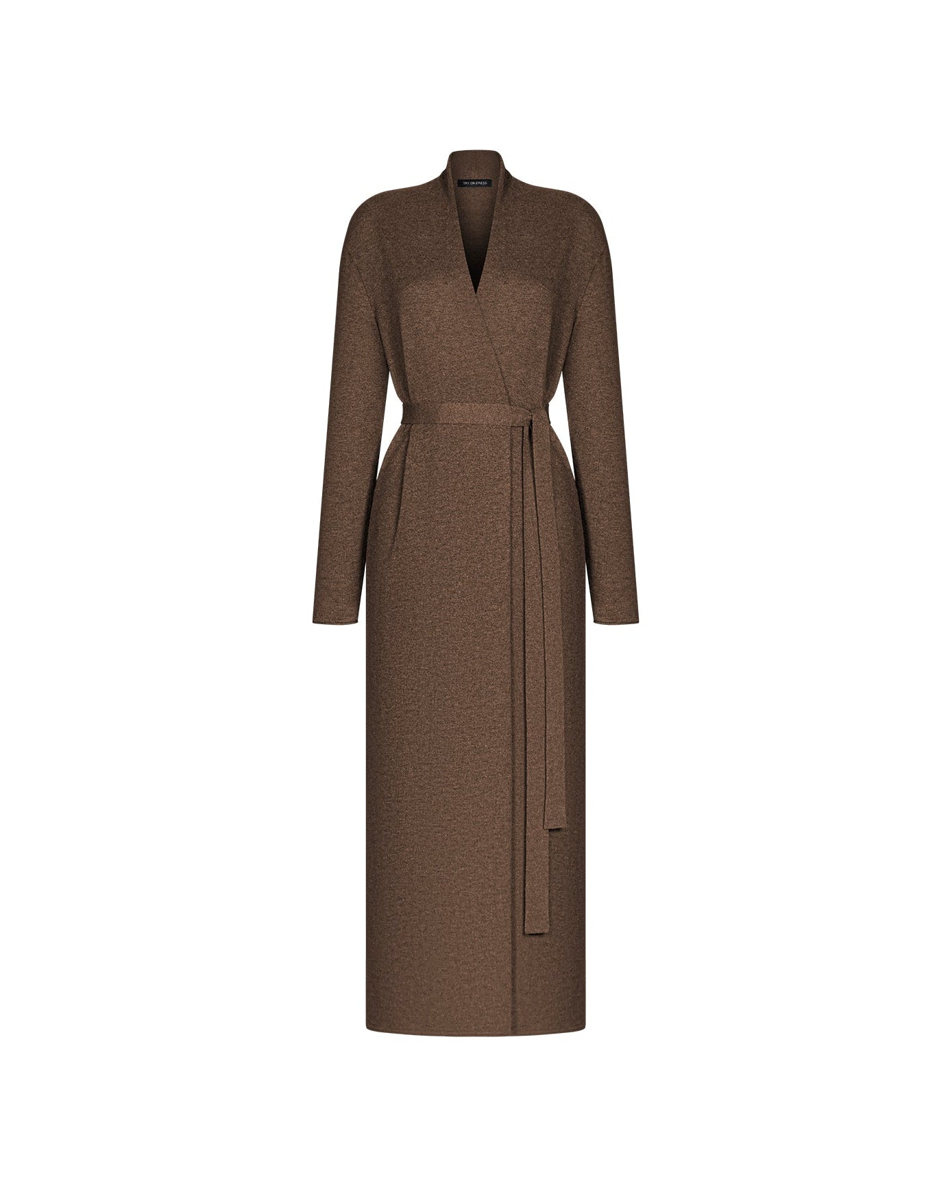 NARINA belted maxi cardigan, warm gray
