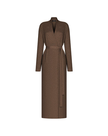 NARINA belted maxi cardigan, warm gray