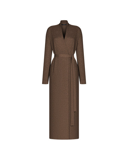 NARINA belted maxi cardigan, warm gray