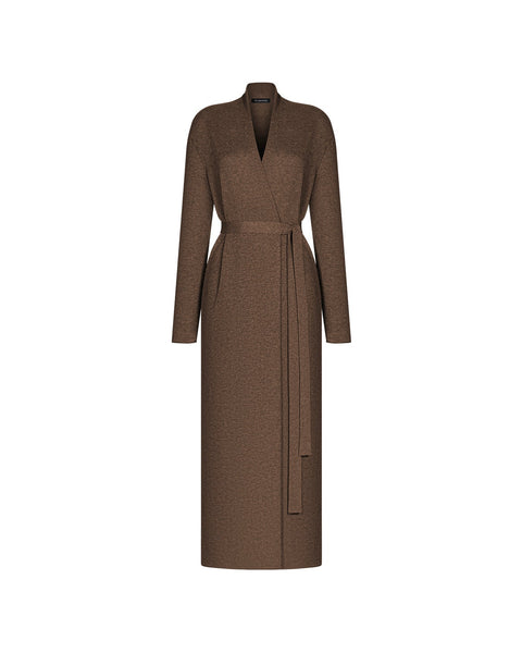 NARINA belted maxi cardigan, warm gray