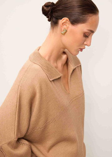 ANDREA oversized polo jumper, beige