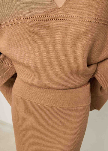 ANDREA merino wool skirt, beige