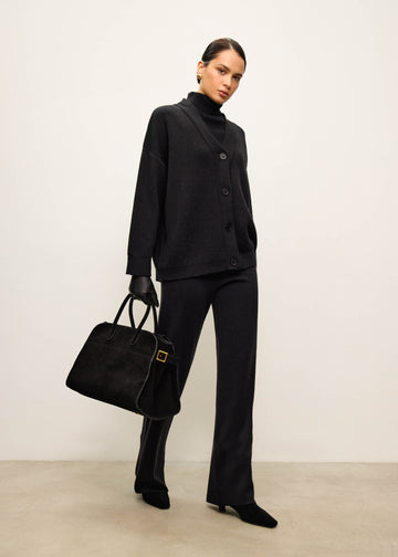 AMUSE fitted merino wool cardigan, black