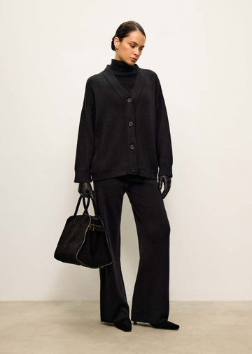 AMUSE fitted merino wool cardigan, black