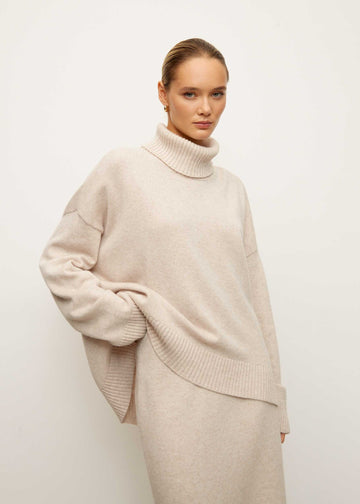 TATUM high neck ribbed jumper, pearl