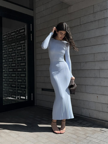 COTY ribbed knit dress, blue