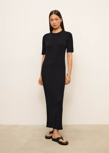 ELLA ribbed knit dress, black