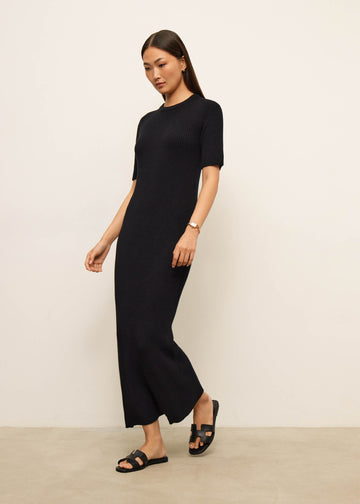 ELLA ribbed knit dress, black