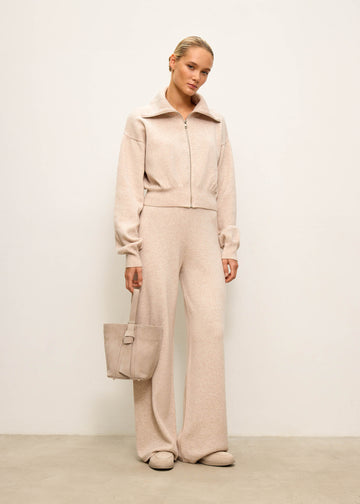 TATUM cropped zip bomber, pearl