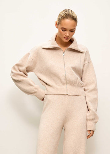TATUM cropped zip bomber, pearl