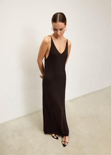 NARINA cashmere-blend dress, dark chocolate