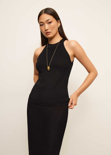 KHAYAL top with open shoulders, black